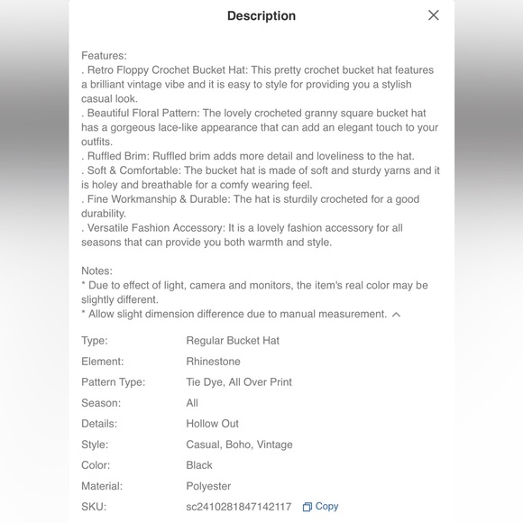 Knit Floral Bucket Hat Fashion Cute Comfy Crochet Bucket Hat For Women - Picture 8 of 8